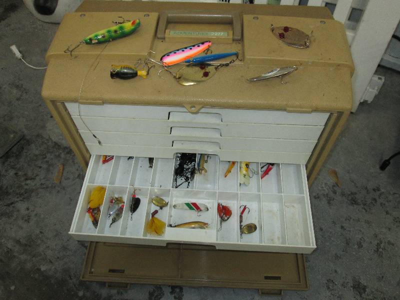 lot 56 image: Adventurer 2277 tackle box with som...