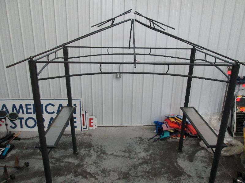 lot 75 image: All metal shade canopy frame, with ...