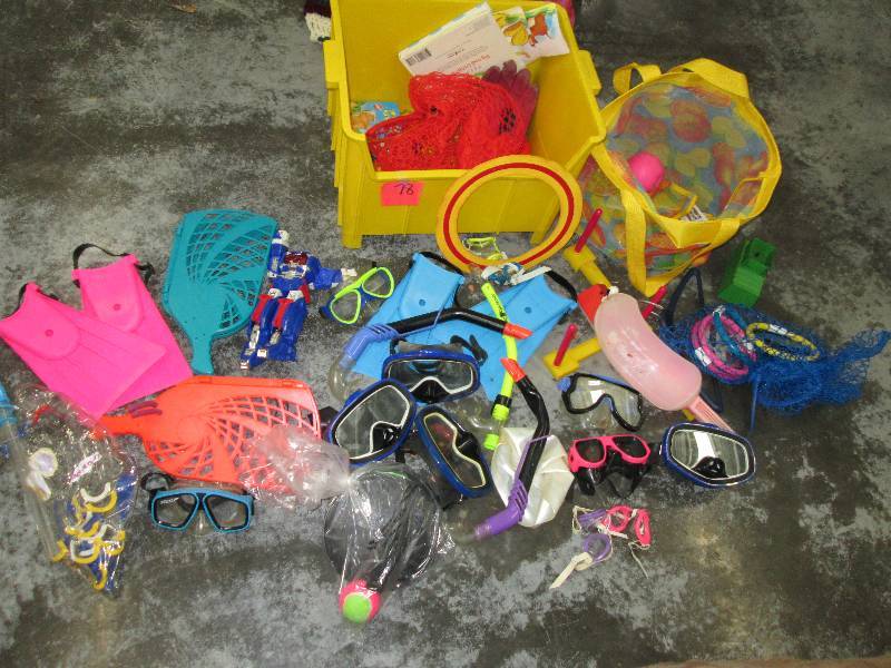 lot 78 image: Lot of toys and snorkle gear with f...