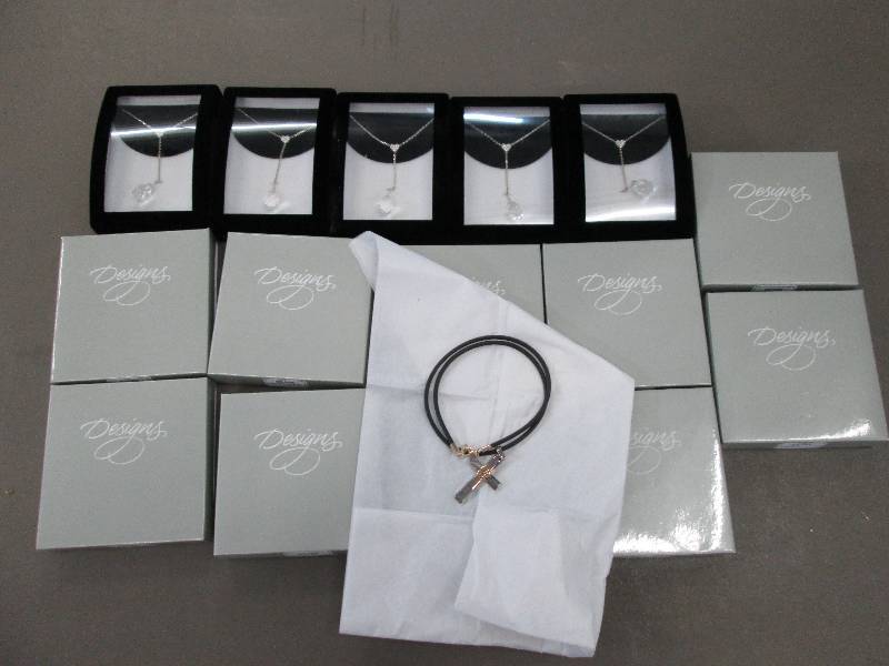 lot 106 image: 10 cross necklaces and 5 chain neck...
