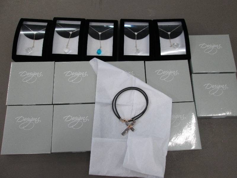 lot 107 image: 10 cross necklaces and 5 chain neck...