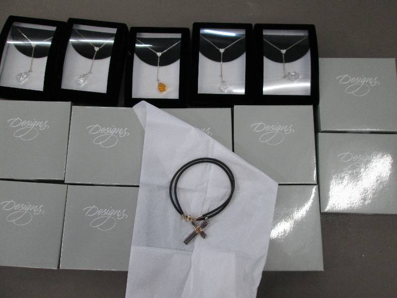 lot 109 image: 10 cross necklaces and 5 chain neck...