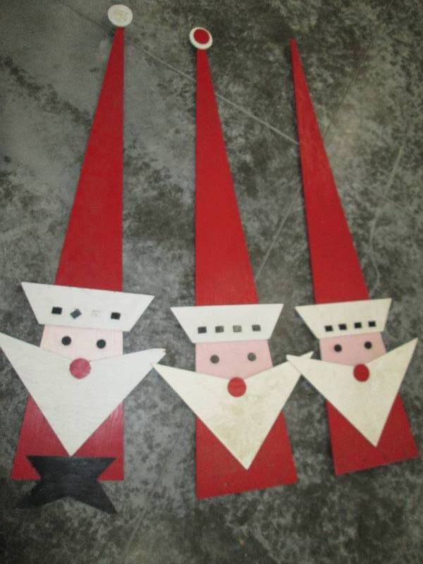 lot 220 image: 3 57 tall wood santa cutouts...