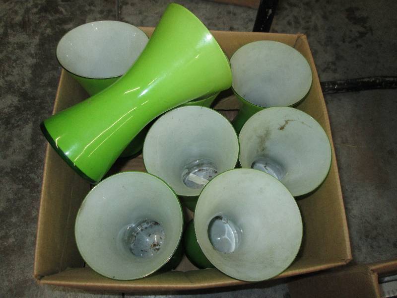 lot 241 image: Lot of 8 green glass vases...