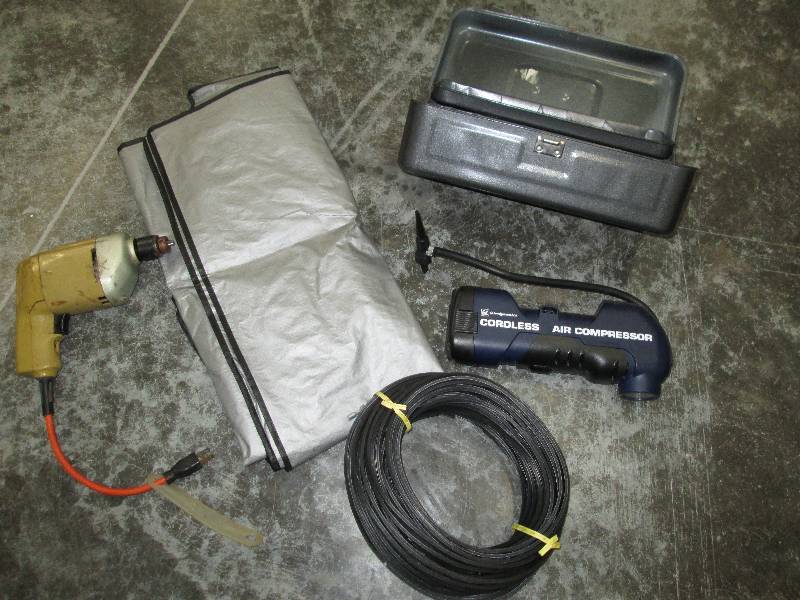 lot 246 image: Lot of a drill, cordless air compre...