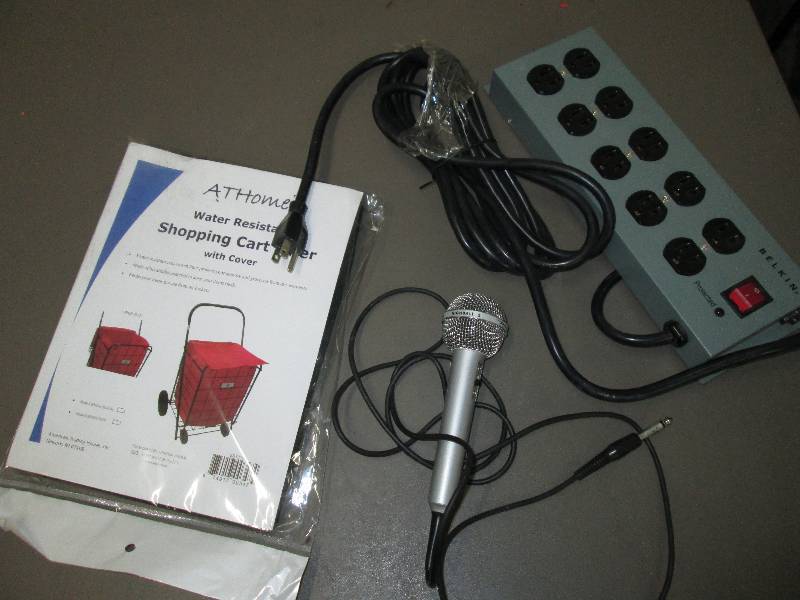 lot 261 image: Belkin power strip, shopping cart l...