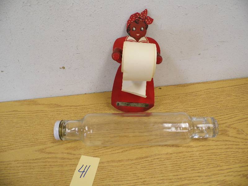 Vintage Note Pad and Glass Rolling Pin