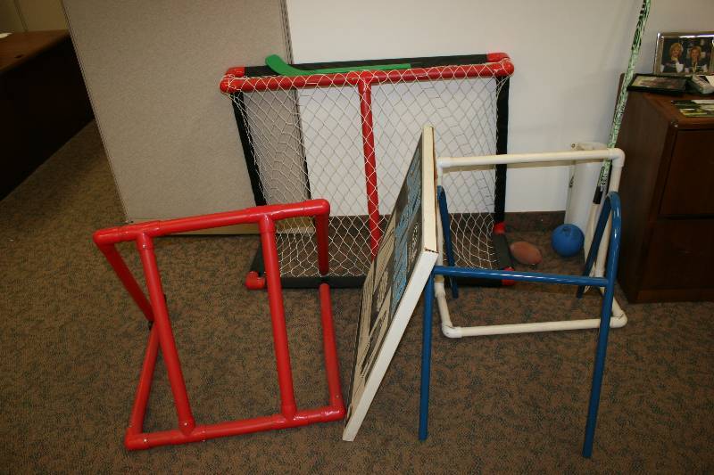 lot 1077 image: Lot of Goalie Nets with & without Nets Includes Football & Sports Ball.