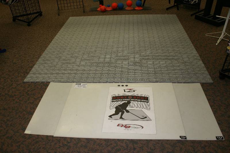 lot 1085 image: Lot of (3) Including Floor Shooting Boards, C.H.A. Brand (2), Can Ice Skate on Padding Flooring wDesign, 91.5 x 91.5.