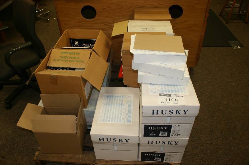lot 1108 image: Pallet Lot Including Official Basketball Scorebooks Batting Average Charts Official Soccer Score Books And More.