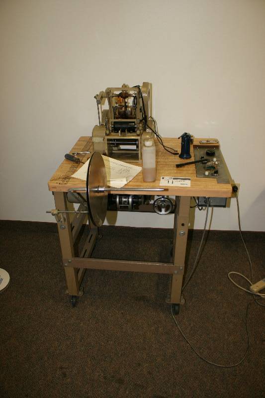 lot 11 image: Velcro Machine wTable Top & Metal Base WMC Phase Induction Motor Model CRS-2504 34 x 26 x 48.