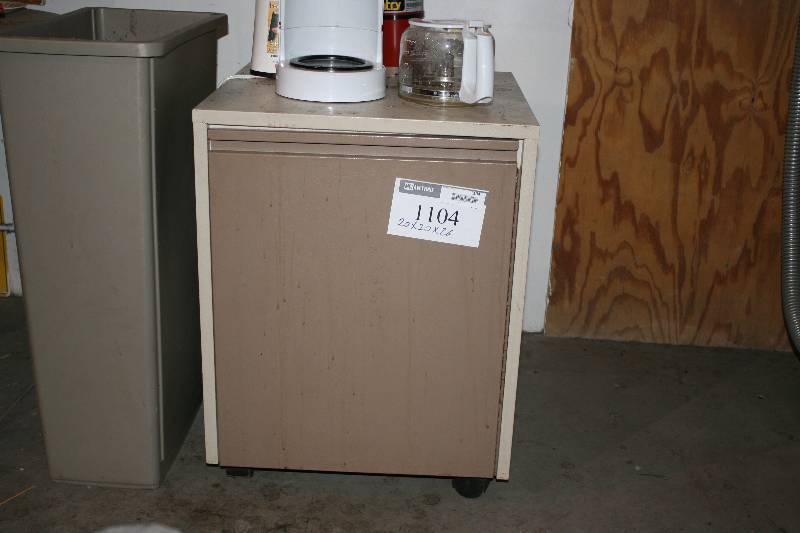 lot 1104 image: Cabinet wWheels Does Not Include Contents 20 x 20 x 26.