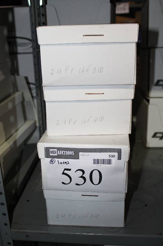 lot 530 image: Box Lot of (4) C.H.A. Hockey Laces 120 BlackBlue app. 24perBox.