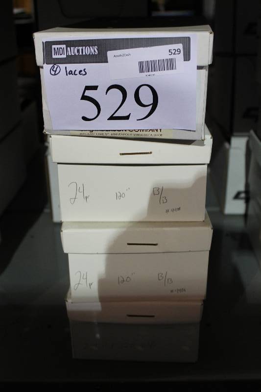lot 529 image: Box Lot of (4) C.H.A. Hockey Laces 120 BlackBlue app. 24perBox.