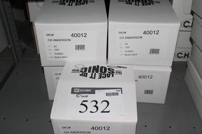 lot 532 image: Box Lot (5) 120 Fused Sport Hockey Laces Black2-White The Ultra Lace, Sonic Tip, 120 app. 24perBox.