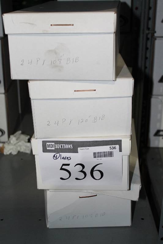 lot 536 image: Box Lot of (4) C.H.A. Hockey Laces 120 BlackBlue app. 24perBox.