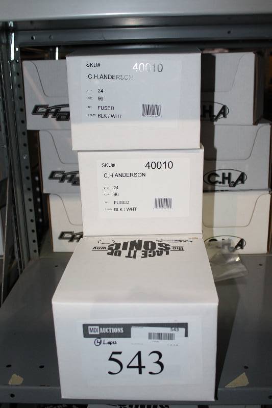lot 543 image: Box Lot of (4) C.H.A. Hockey Laces 96 Fused BlackWhite app. 24perBox.