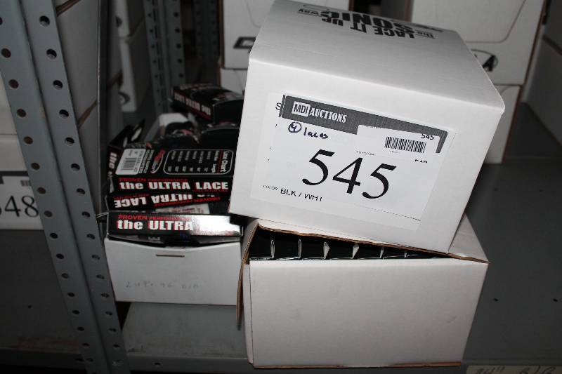 lot 545 image: Box Lot of (4) C.H.A. Hockey Laces 96 Fused Black 2 -Royal Blue Ultra.