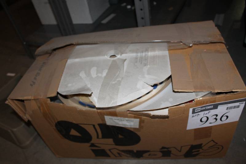 lot 936 image: Box Lot of Circular StickersLabel Rolls BlueRed.