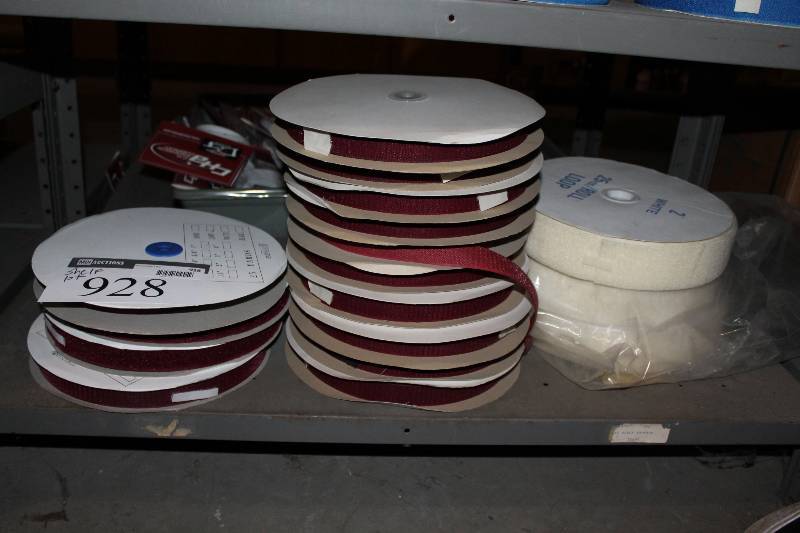 lot 928 image: Shelf Lot of BurgundyWhite Velcro Rolls.