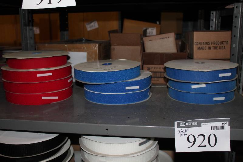 lot 920 image: Shelf Lot of BlueRed Velcro Rolls.