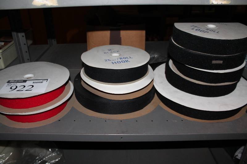 lot 922 image: Shelf Lot of RedBlack Velcro Rolls.