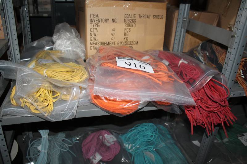 lot 916 image: Shelf Lot of Miscellaneous Leather Shoe Laces Orange, Yellow, Red.