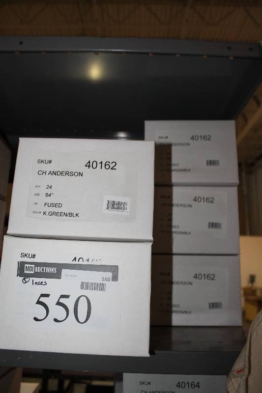 lot 550 image: Box Lot of (5) C.H.A. Heavy Duty Skate Laces 84 Fused GreenBlack app. 24perBox.