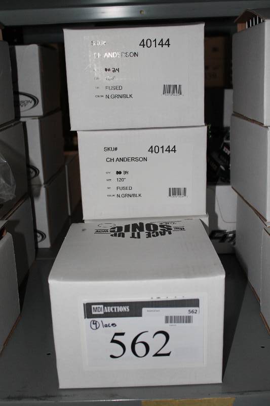 lot 562 image: Box Lot of (4) C.H.A. Heavy Duty Skate Laces 120 Fused Neon GreenBlack app. 24perBox.