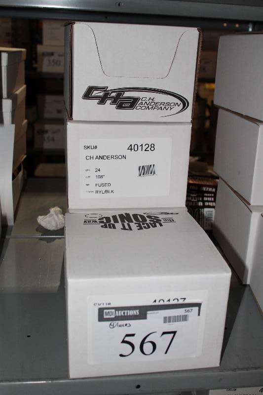 lot 567 image: Box Lot of (4) C.H.A. Heavy Duty Skate Laces 72 Royal BlueBlack Fused app. 24perBox.