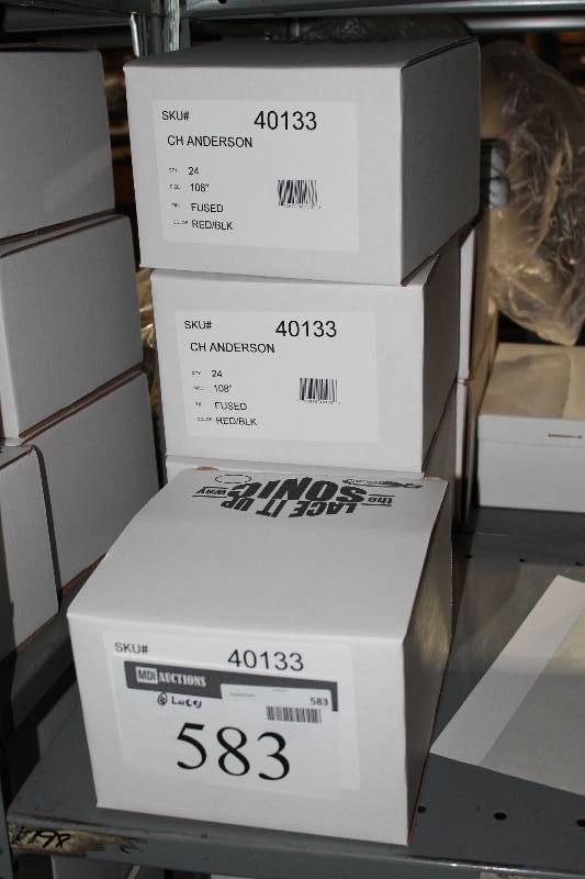 lot 583 image: Box Lot of (4) C.H.A. Heavy Duty Hockey Laces 108 Fused RedBlack app. 24perBox.
