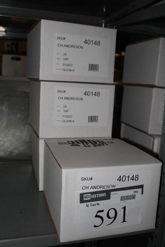 lot 591 image: Box Lot of (4) C.H.A. Ultra Lace Sonic Tips Hockey Laces 108 Fused GoldBlack app. 24perBox.