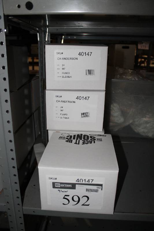 lot 592 image: Box Lot of (4) C.H.A. Ultra Lace Sonic Tips Hockey Laces 96 Fused GoldBlack app. 24perBox.