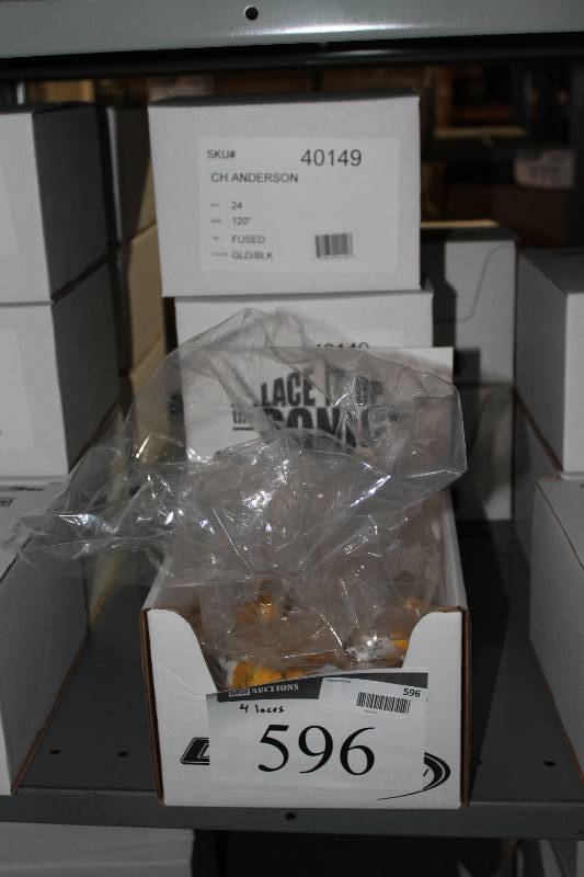 lot 596 image: Box Lot of (4) C.H.A. Ultra Lace Sonic Tips Hockey Laces 120 Fused GoldBlack app. 24perBox.