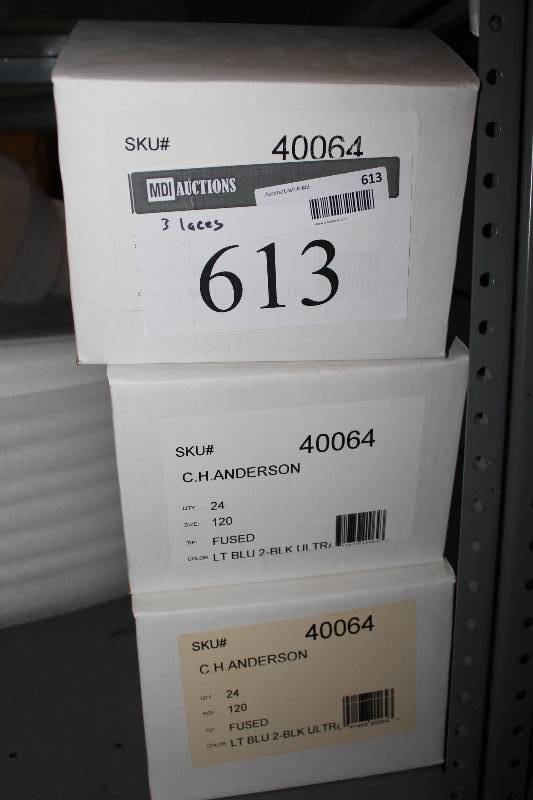 lot 613 image: Box Lot of (4) C.H.A. Ultra Lace Sonic Tips Hockey Laces 120 Fused Cool Blue2Black app. 24perBox.