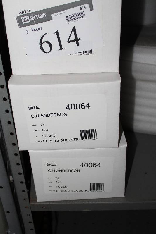 lot 614 image: Box Lot of (3) C.H.A. Ultra Lace Sonic Tips Hockey Laces 120 Fused Cool Blue2Black app. 24perBox.