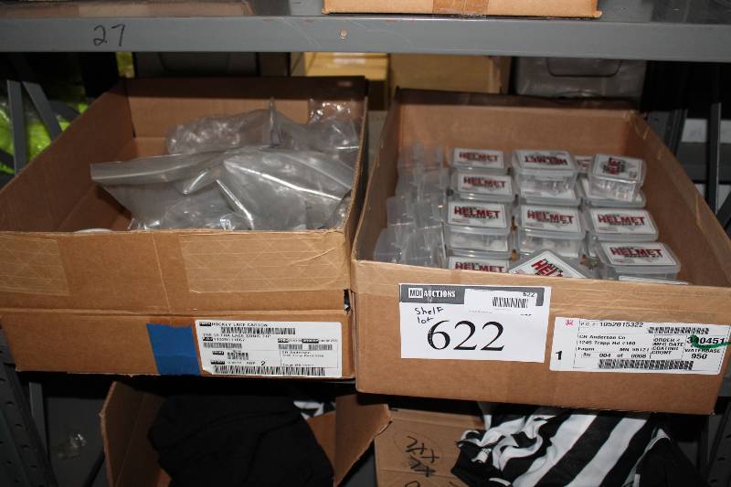 lot 622 image: Shelf Lot Including Player Helmet Repair Kits And More.