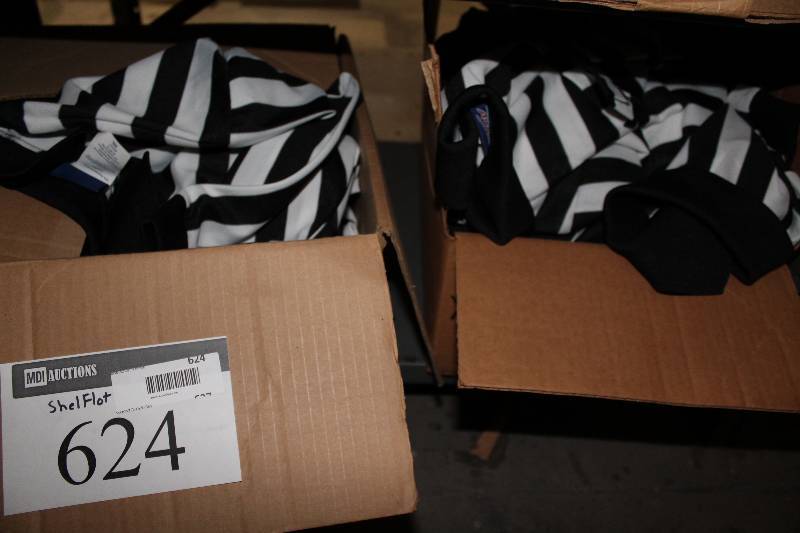 lot 624 image: Shelf Lot Including XXL Ralco Athletic Zip-Up Referee Shirts Long-Sleeve.