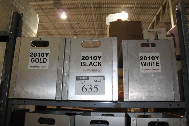 lot 635 image: Shelf Lot Including Hockey Shin Guard Straps Youth Miscellaneous Colors Metal Bins wHandles (3).