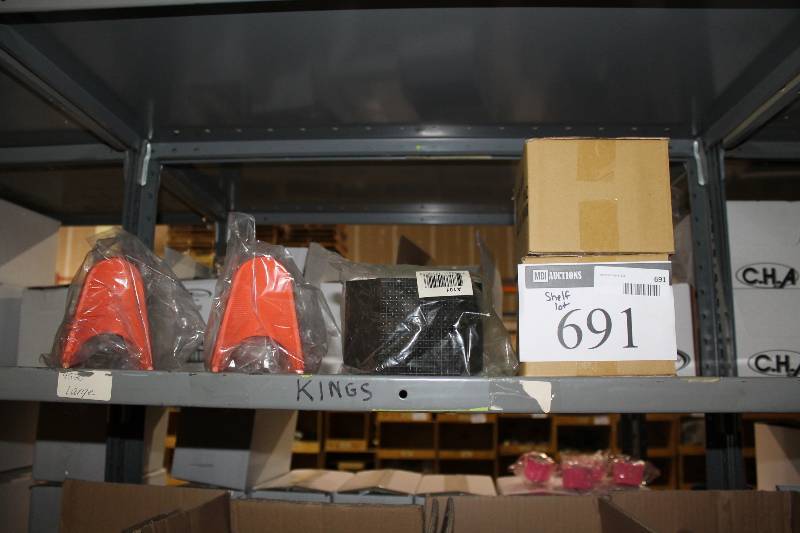 lot 691 image: Shelf Lot Including Football Punt Stands Champro Eye Black And More.