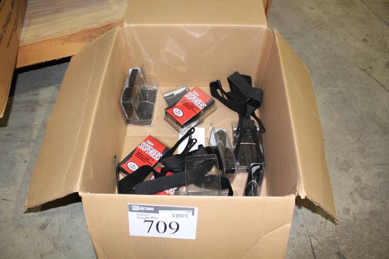 lot 709 image: Box Lot of Senior Suspenders 32 - 58 Long Black.
