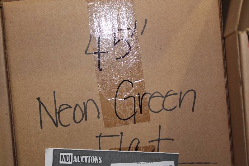 lot 727 image: Box of C.H.A. 45 Neon Green Flat Lace The Ultra Lace.