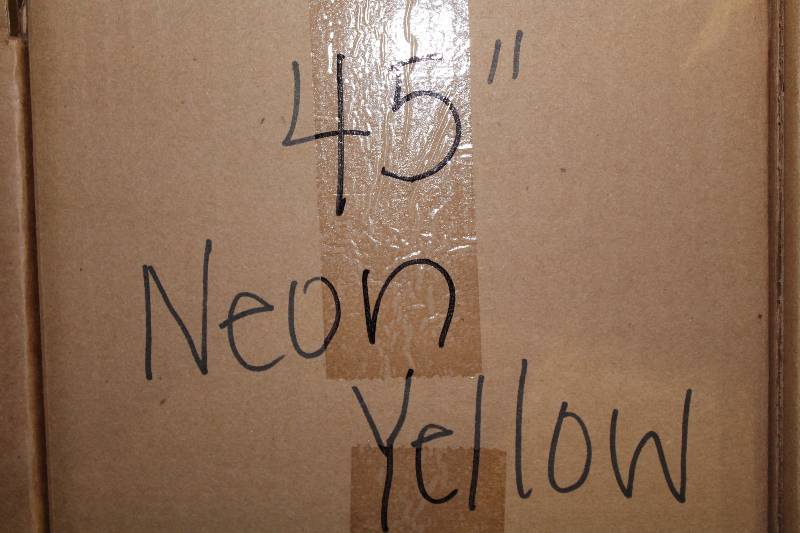 lot 726 image: Box of C.H.A. 45 Neon Yellow Flat Lace The Ultra Lace.