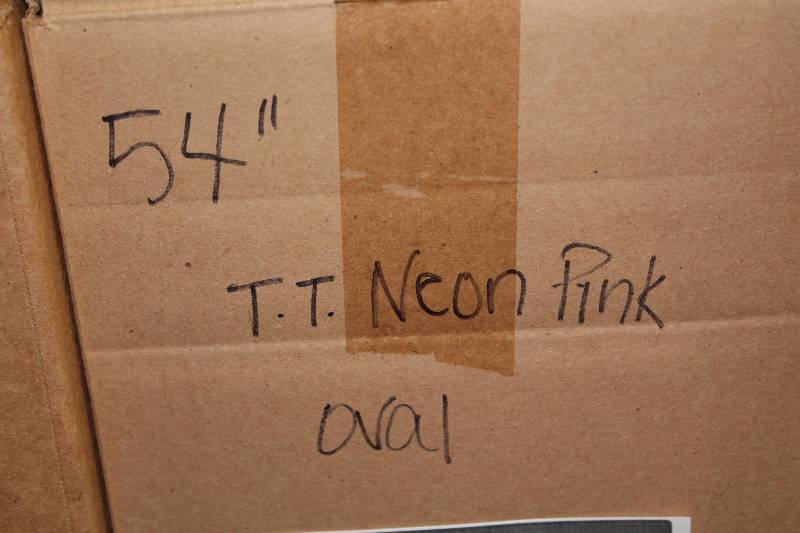 lot 749 image: Box of C.H.A. 54 Neon Pink TT Oval Lace The Ultra Lace.