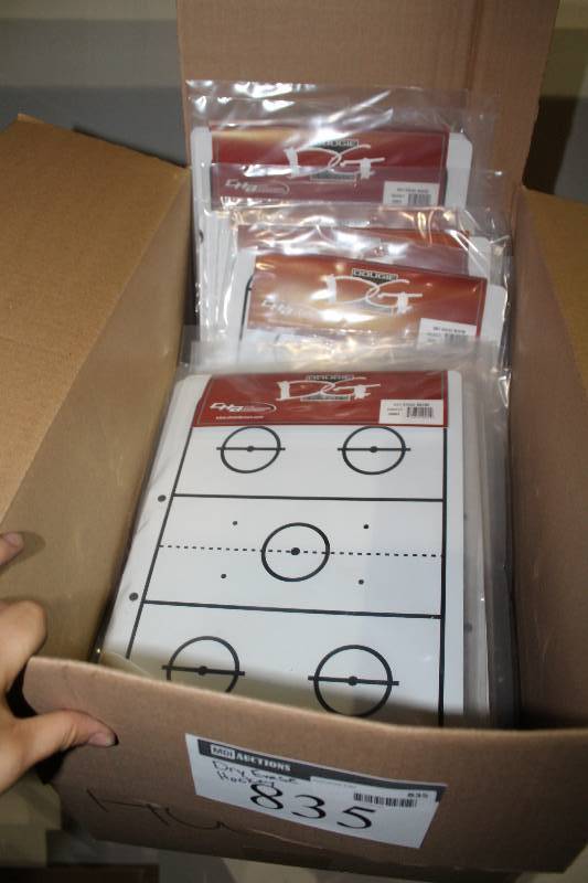 lot 835 image: Box Lot of Dry Erase Hockey Play Maker Boards C.H.A. Brand.