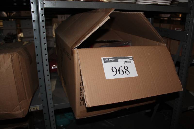 lot 968 image: Box Lot of Dougie Gear Goalie Throat Shields Round Clear Plastic.