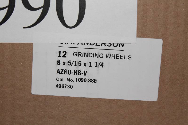 lot 990 image: Box of C.H.A. Grinding Wheels, 8 x 516 x 1 14 app. 12 ct 12Box.