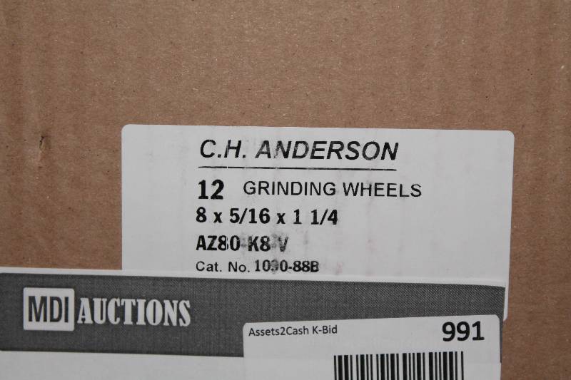 lot 991 image: Box of C.H.A. Grinding Wheels, 8 x 516 x 1 14 app. 12 ct.
