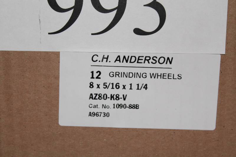 lot 993 image: Box of C.H.A. Grinding Wheels, 8 x 516 x 1 14 app. 12 ct.