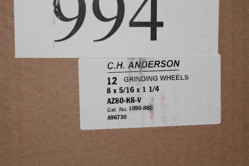 lot 994 image: Box of C.H.A. Grinding Wheels, 8 x 516 x 1 14 app. 12 ct.